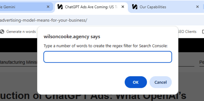 Bookmark for number of words regex